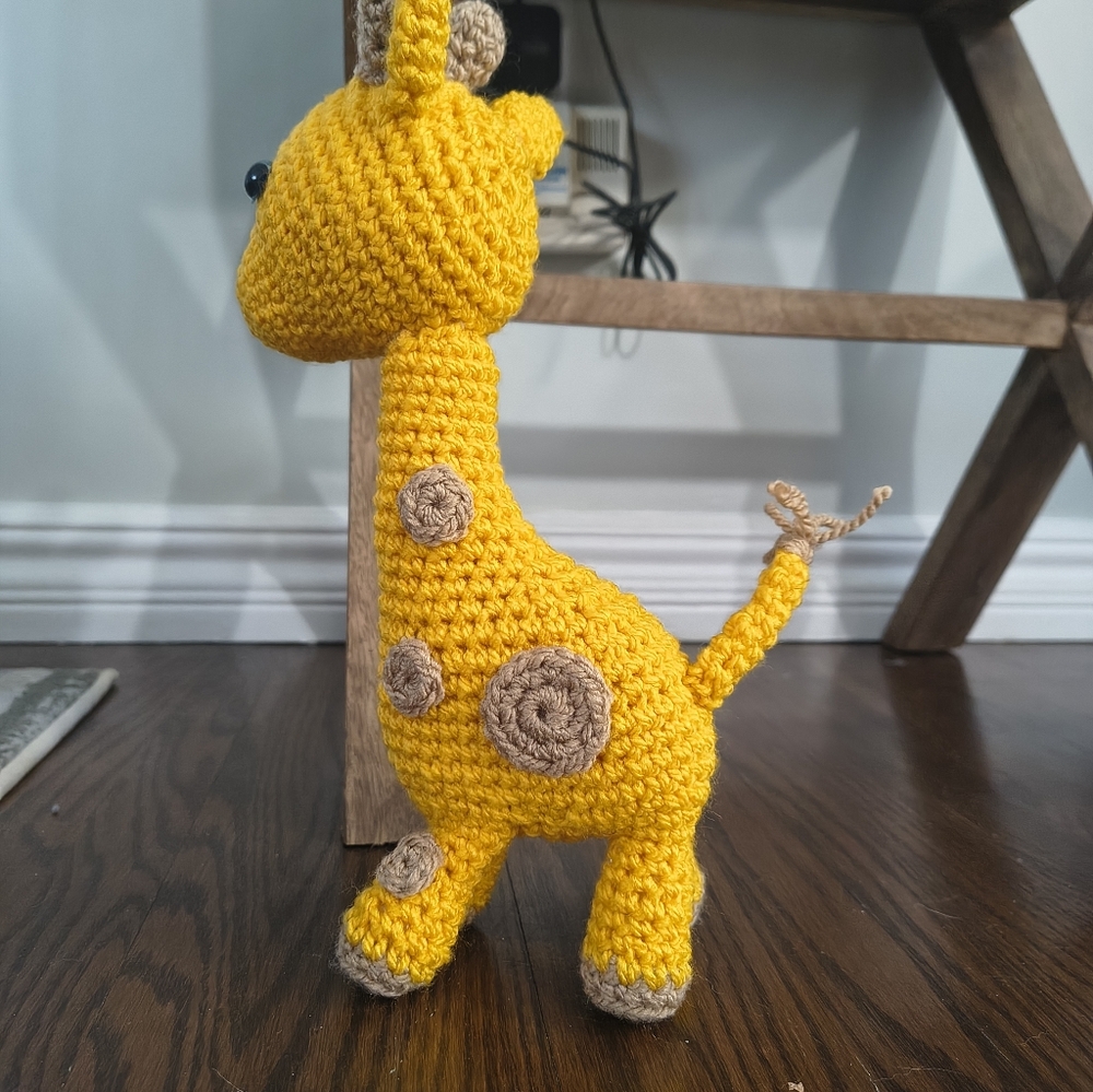 Handmade Yellow Giraffe Crochet Plush Toy 9" - Picture 3 of 4